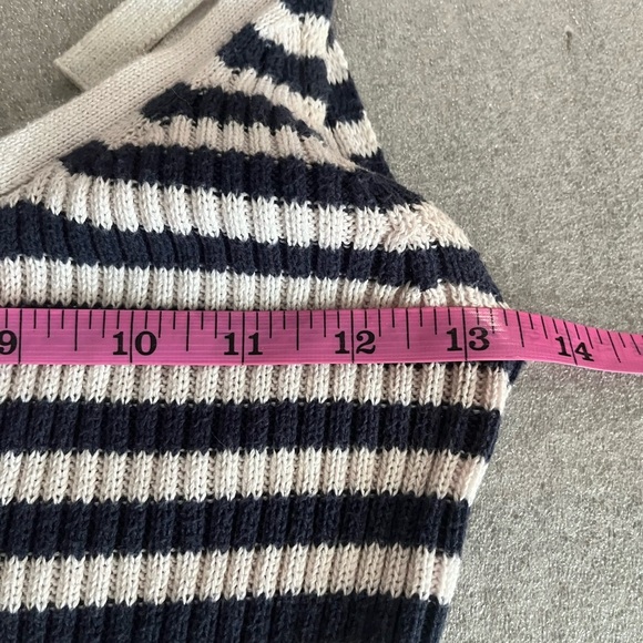 [S]Aerie Navy and White Striped Fit and Flare Nautical Knit Cotton Dress CHN - Picture 3 of 8